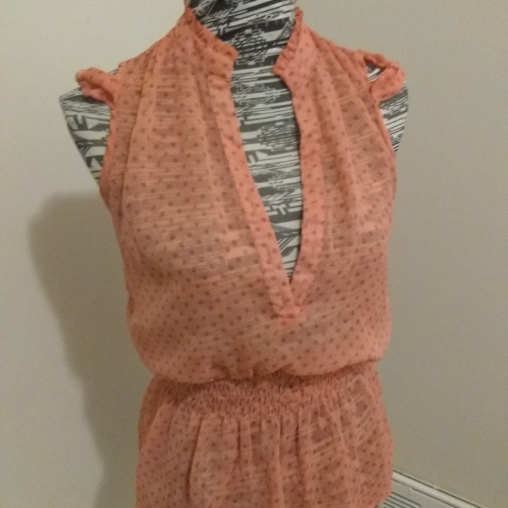 Sam & Max Sheer Peach Polkadot Blouse *3/$30 Sale*